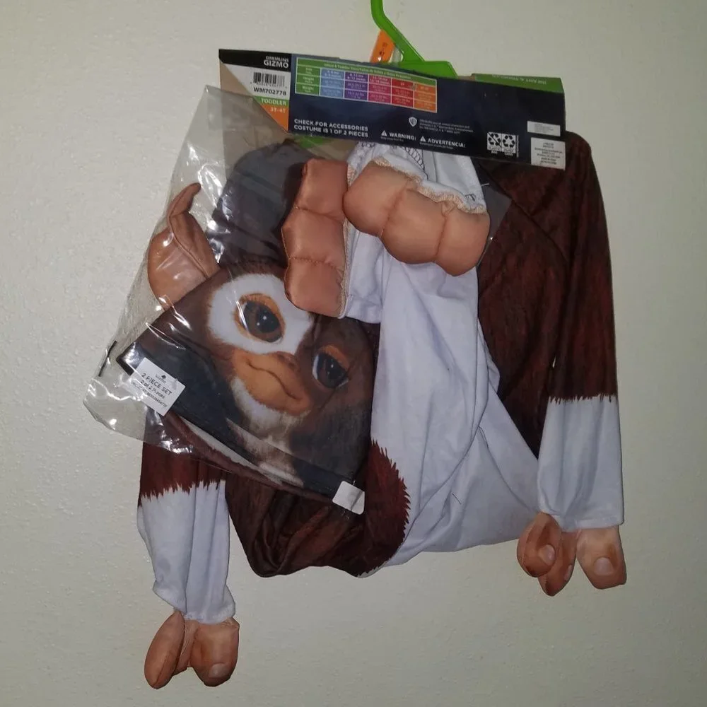 NEW Gizmo Gremlins Halloween Costume Toddler 3T/4T Jumpsuit Headpiece